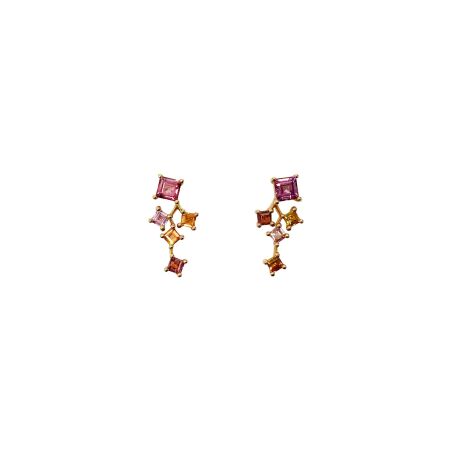 Boucles d'oreilles Isabelle Barrier en or rose et pierres fines